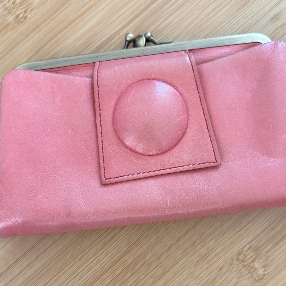 HOBO Pink Leather Frame-Clasp Wallet